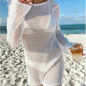 Show Me Your MuMu White Mesh Swim Coverup